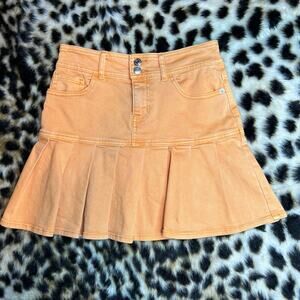 Wild Fable Orange Pleated Denim Midi Skirt 4